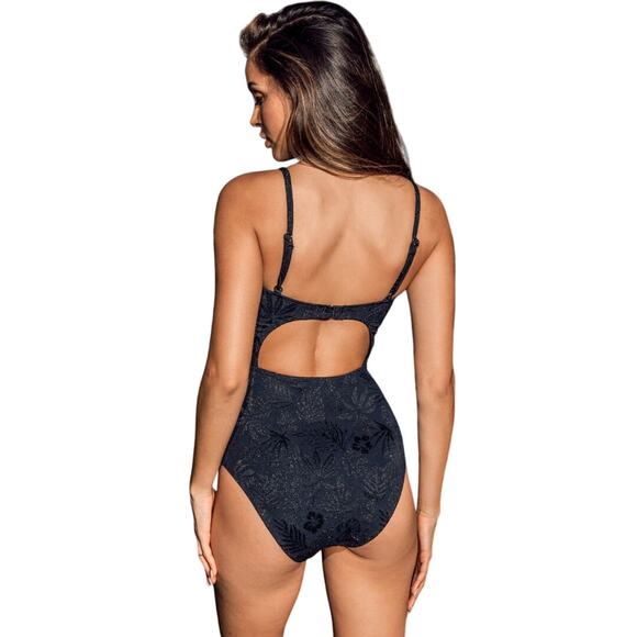 Cupshe Women's Alegría Wrap Front Plunge Cutout One Piece Swimsuit Blue Large - Picture 3 of 7